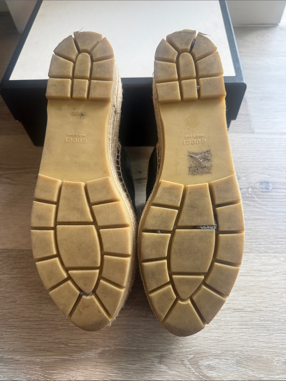 Black Quilted Gucci Leather Espadrille Platform Mules with Gold Hardware - Picture 6 of 6